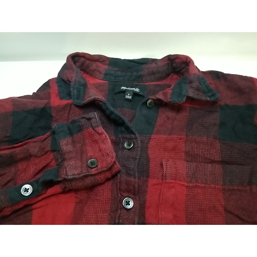 Madewell Womens Long Sleeve Button‎ Up Plaid Shirt Red Black Small